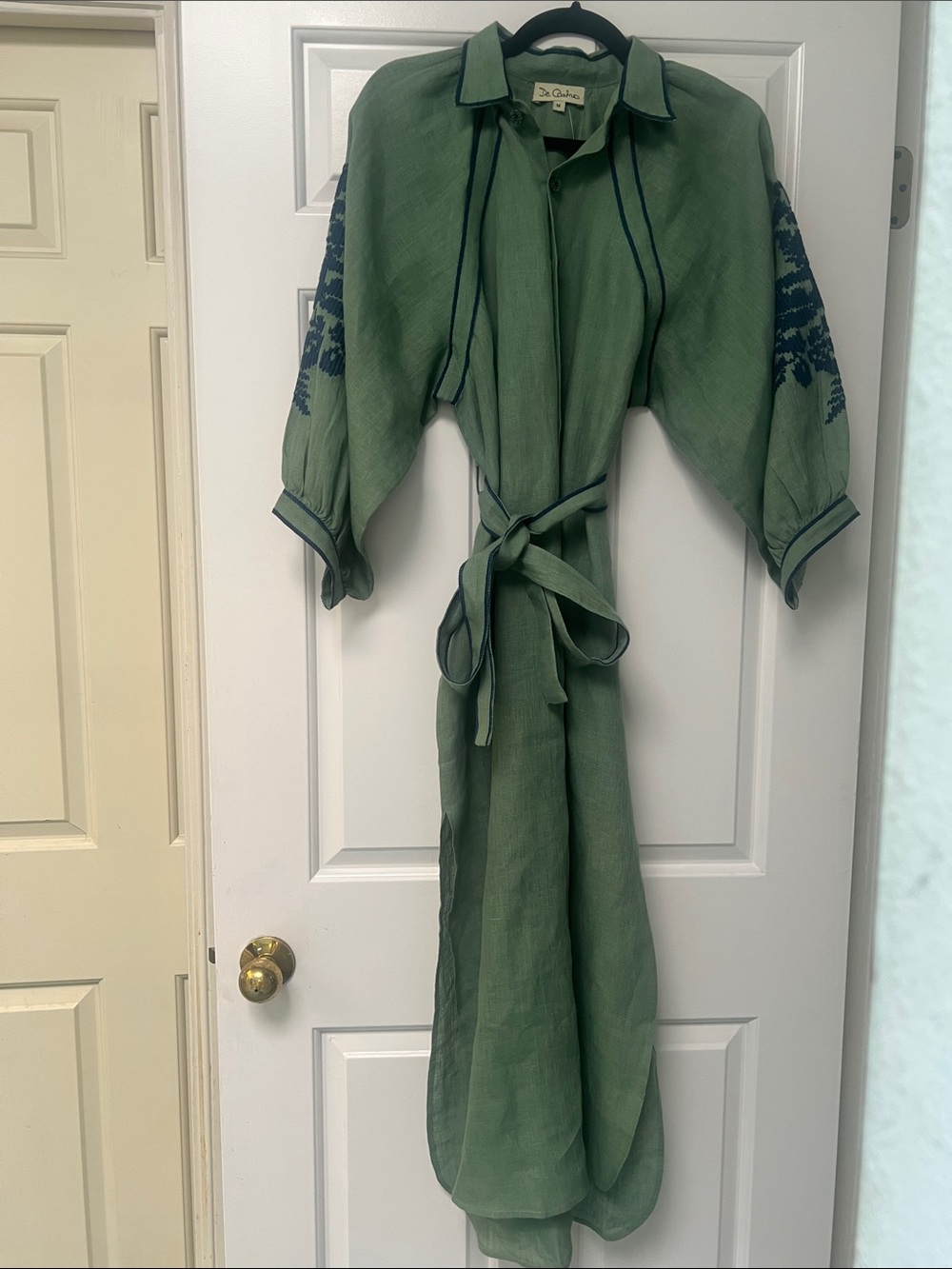 SD Collection Olive Embroidered Maxi Shirt Dress